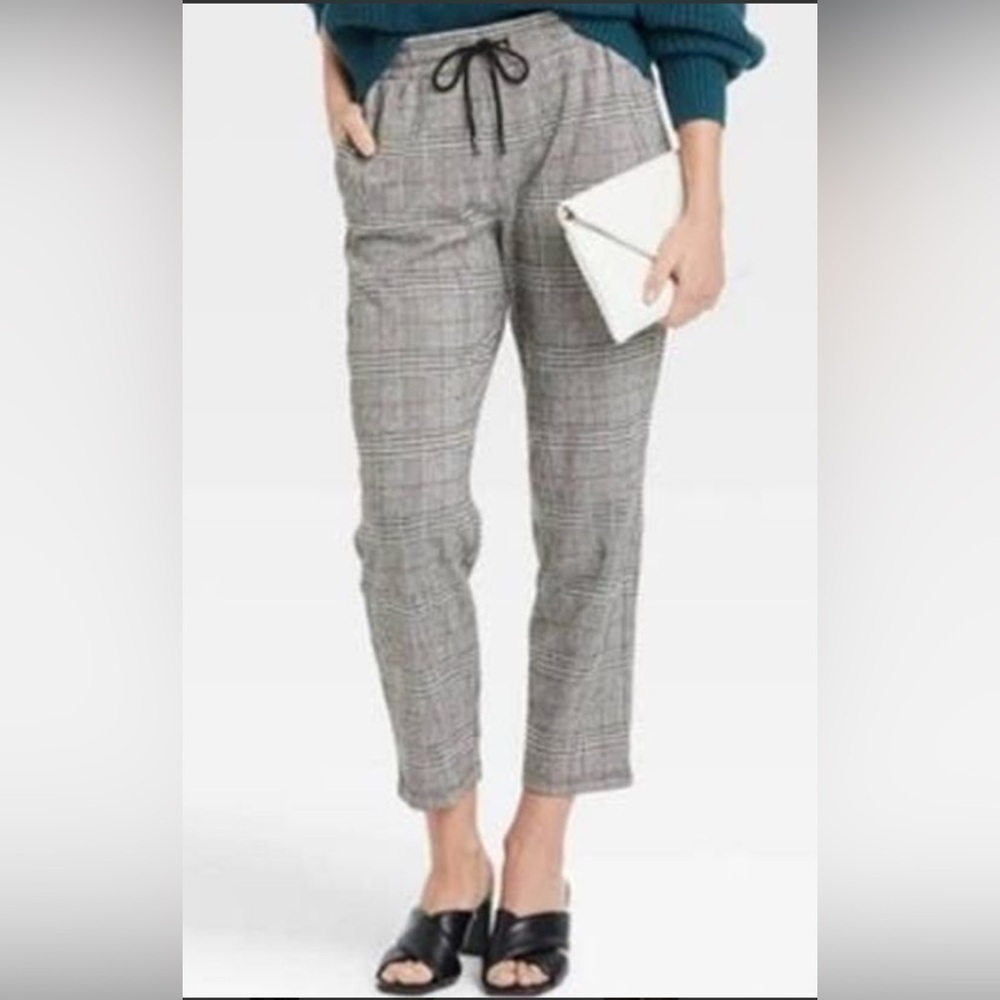 A New Day High Rise Slim Straight Fit Ankle Pull On Pants Plaid